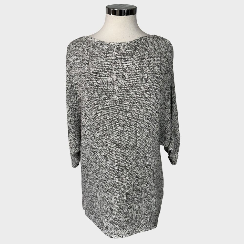 H&M Womens Size Medium 3/4 Sleeve Sweater Black White Variegated